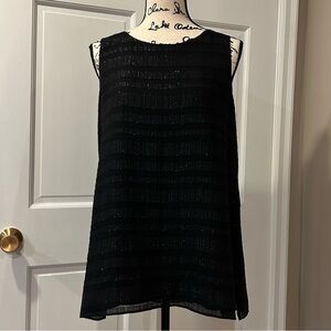 Eileen Fisher Silk Metallic Striped Lined Sleeveless Tunic Top